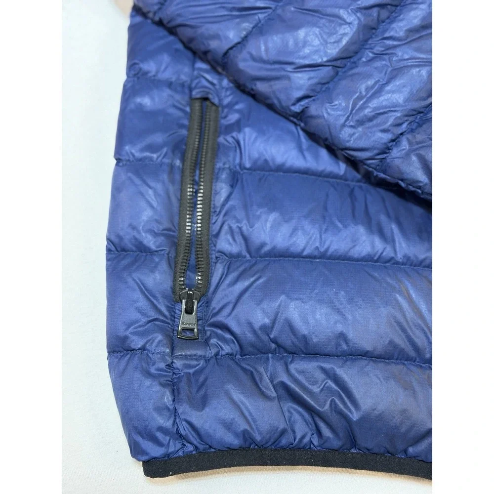 Roots Canada Womens Blue 700 Fill Down Puffer Coat Sz XS Warm Cozy Full Zip Hood